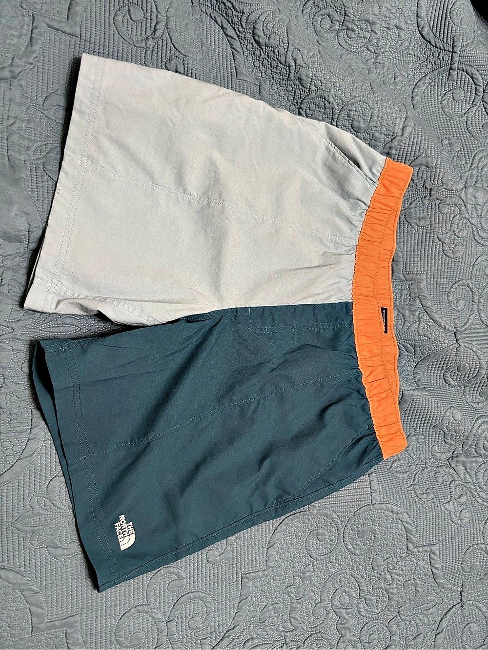 The North Face Men's Blue and Orange Shorts Inseam 7”
